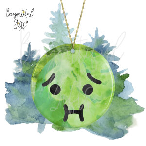 Watercolour Emoji Ceramic Christmas Tree Decoration - Nausea