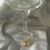 Wine Glass Charm Flower and Bee - Pink