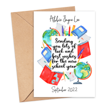 Personalised Back To School Card - Luck & Best Wishes for the New School Year - Small (A6)