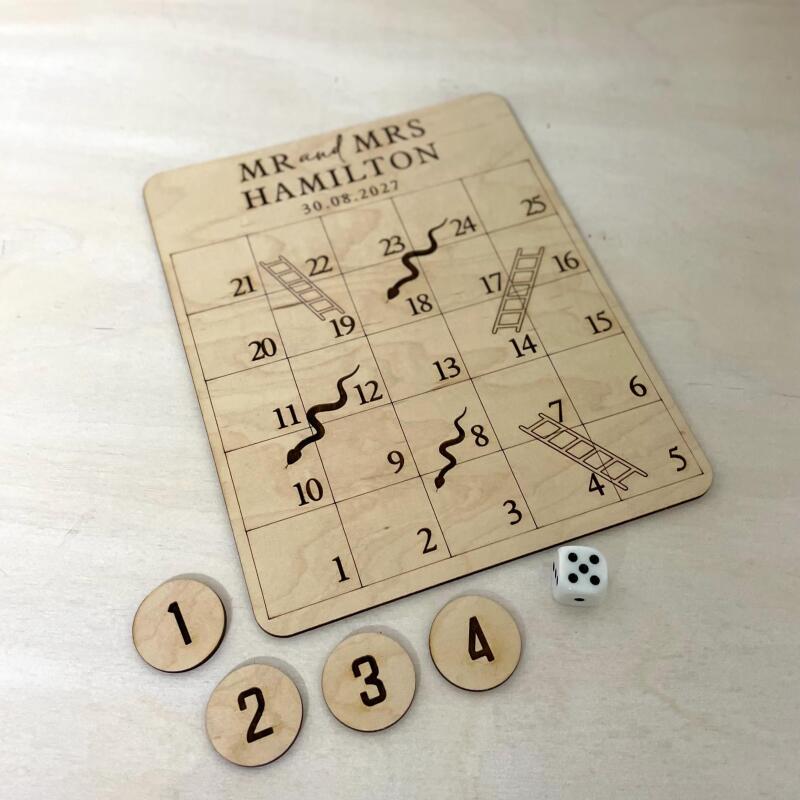 Snakes and Ladders Table Top Wedding Favour Game / Wedding Games / Personalised Favours / Snakes & Ladders - Small - Coloured Discs