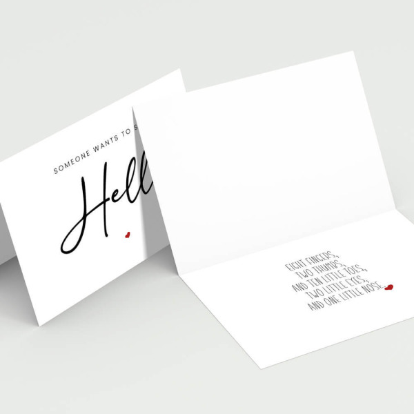 Pregnancy Announcement Card - Someone Wants To Say Hello - Small (Approx. A6 | 105mm x 148mm | 4.1in x 5.8in) - Standard Smooth Card