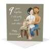 9th anniversary card (pottery anniversary card) - designed by Erica Sturla - 15cm square and blank inside, made in the UK