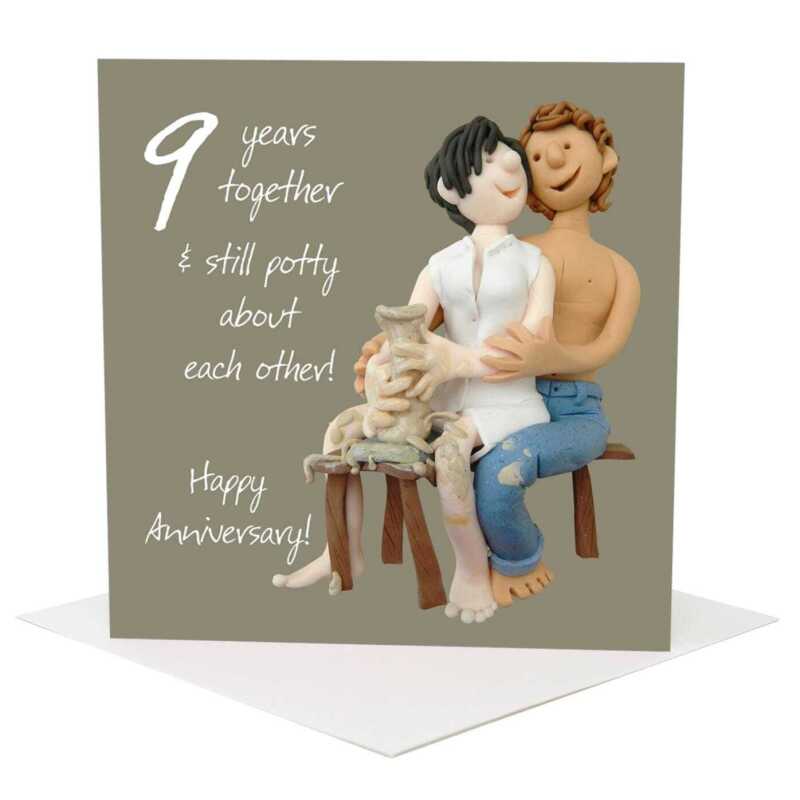9th anniversary card (pottery anniversary card) - designed by Erica Sturla - 15cm square and blank inside, made in the UK