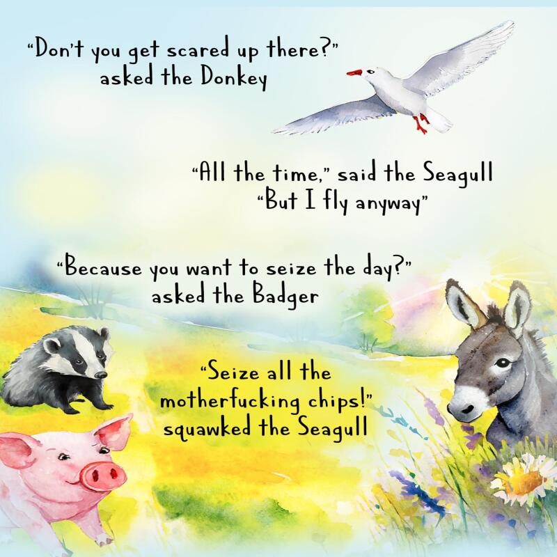 Funny Birthday Card pig donkey seagull badger A5 uncoated textured