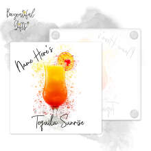 Personalised Tequila Sunrise Glass Coaster with Splash Effect