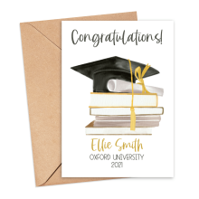 Personalised Graduation Card - Congratulations! - Small (Approx. A6 | 105mm x 148mm | 4.1in x 5.8in) - Standard Smooth Card