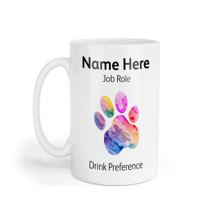 Personalised Ceramic Mug - Rainbow Watercolour Paw Print