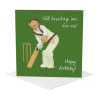 Cricket themed birthday card for him - designed by Erica Sturla - 15cm square and blank inside, made in the UK