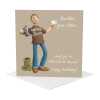 Full of beans birthday card for him - designed by Erica Sturla - 15cm square and blank inside, made in the UK
