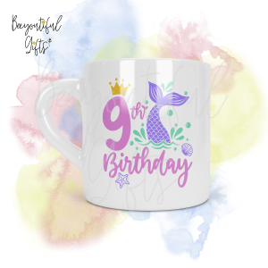 Personalised Mermaid 9th Birthday Number Smug Mug® (6oz)