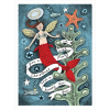 Merry Christmas - Mermaid Angel Themed Christmas Card by Artist Lisa Berkshire, 12.7 x 17.7 cm