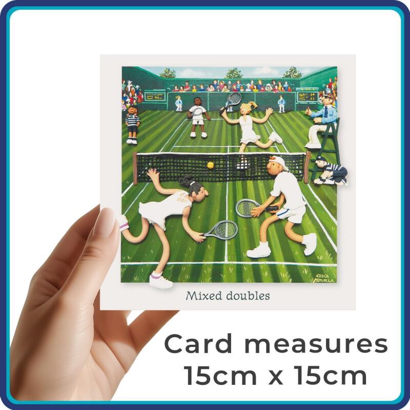 Tennis Card - Mixed Doubles - Polymer Clay Art by Erica Sturla - Fun Tennis Card UK