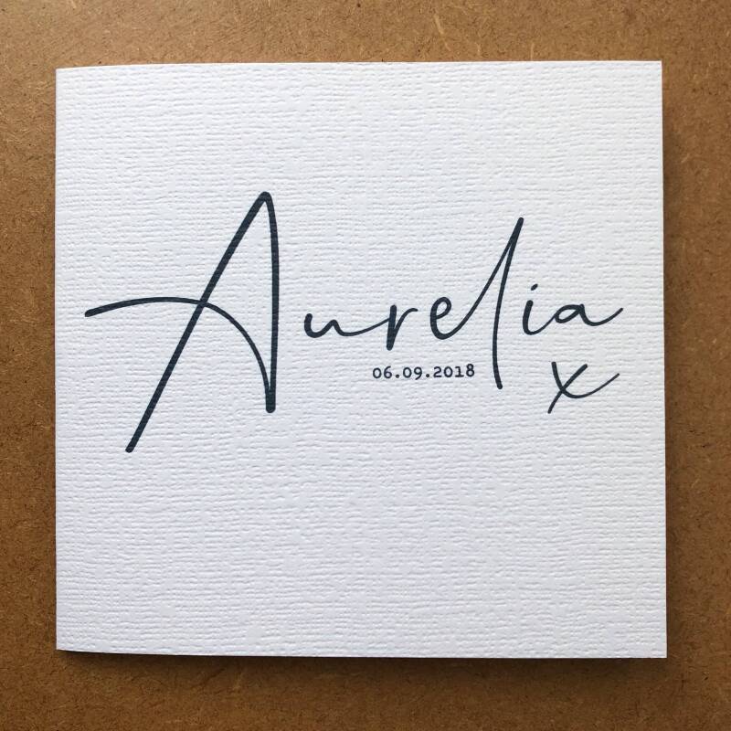 Personalised New Baby card - Smooth white board