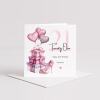 Personalised 21st Birthday Card for Her Pink Heels Balloons Gift Boxes Milestone Greeting Women - Smooth No Message - Kraft Brown