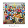Holy Mackerel knit and natter knitting and crochet themed blank greeting card - designed by artist Erica Sturla - 15cm square and blank inside for your own message