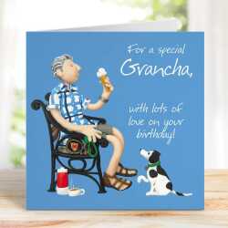 Special Grancha birthday card for him - designed by Erica Sturla - 15cm square and blank inside, made in the UK