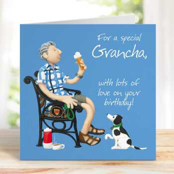 Special Grancha birthday card for him - designed by Erica Sturla - 15cm square and blank inside, made in the UK