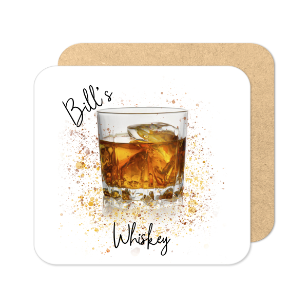 Personalised Whiskey Coaster with Splash Effect - Standard Wooden Coaster