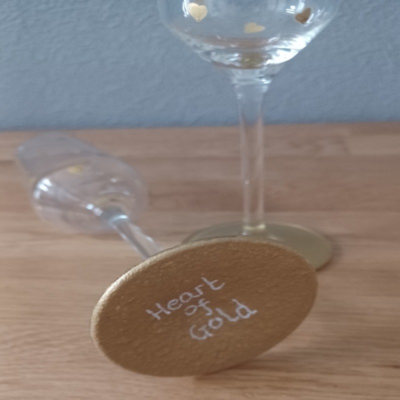 Hand Painted Heart of Gold Champagne Prosecco Glass