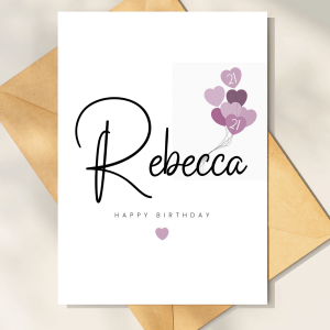 Personalised Birthday Card - 21st Birthday Balloon - Medium (Approx. A5) - Luxury Linen Textured Card