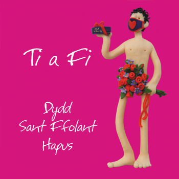 Ti a fi, Dydd Sant Ffolant Hapus (male), an Erica Sturla 150mm square Welsh language Valentines card, blank inside for your message