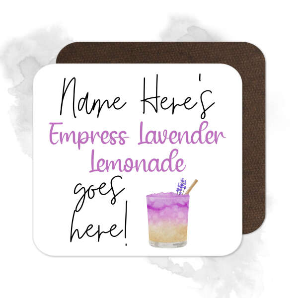 Personalised Drinks Coaster - Name's Empress Lavender Lemonade Goes Here!