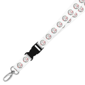 Double Breakaway Lanyard - Pink Santa Wreath