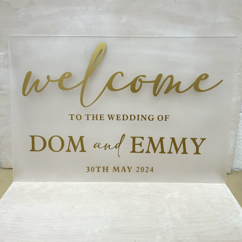 Wedding Welcome Sign / A2 Acrylic Sign / Personalised Sign / Acrylic Welcome Board / Welcome To The Wedding / - A3 CLEAR - Black