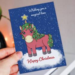 Wishing our magical child personalised unicorn Christmas, holidays card for child, son, daughter, grandchild, niece, nephew (Size A6/A5/A4)