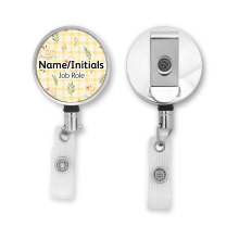 Personalised Metal ID Reel - Pastel Gingham Ducks