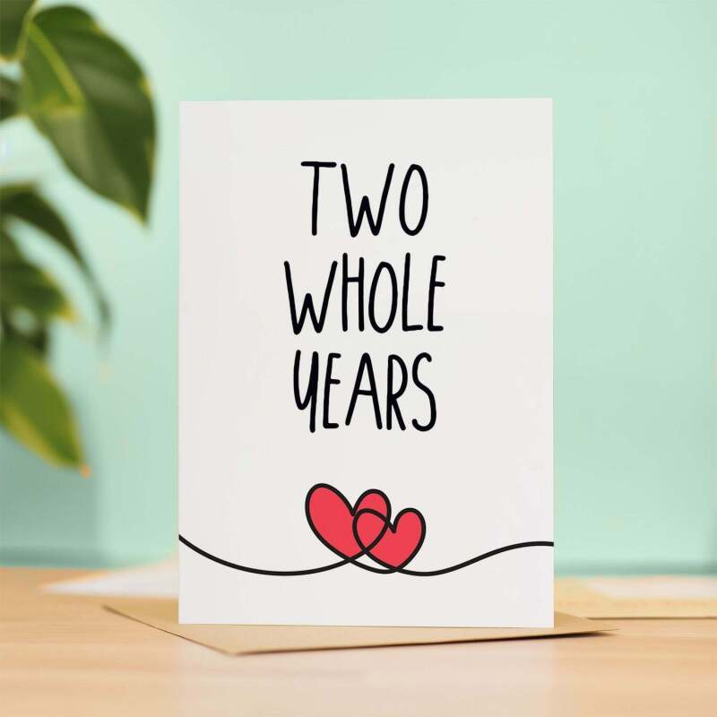 2 Year Anniversary Card For Husband or Wife Anniversary Card for 2nd Anniversary Card For Boyfriend or Girlfriend Second Wedding Anniversary - Large (5x7) / Blank Message