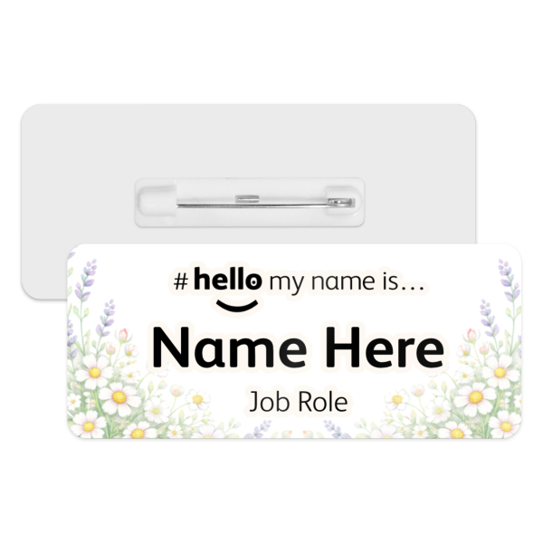 #hello my name is... Name Badge - Watercolour Spring Floral Corners