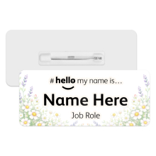#hello my name is... Name Badge - Watercolour Spring Floral Corners