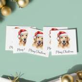 5 x Christmas Card of a Golden Retreiver Wearing A Santa Hat Whimsical Watercolour Christmas Card For Animal Lover For Him or Her