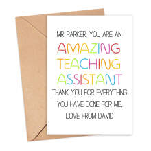 Personalised Thank You Teacher Card - Amazing Teaching Assistant Crayon Style - Small (Approx. A6) - Standard Smooth Card