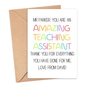 Personalised Thank You Teacher Card - Amazing Teaching Assistant Crayon Style