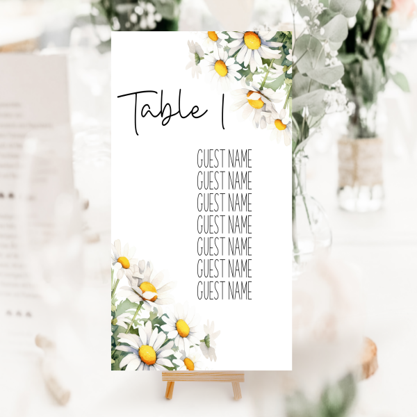 Personalised Table Numbers - Daisy Corner