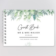 Personalised Wedding Guest Book - Eucalyptus Script - A5