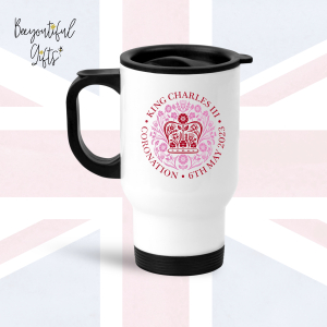King Charles III Coronation Day May 2023 Official Emblem Travel Mug - Red