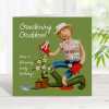Gardening goddess birthday card for her - designed by Erica Sturla - 15cm square and blank inside, made in the UK