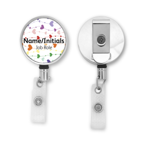 Personalised Metal ID Reel - Rainbow Heart Vines