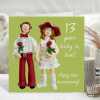 13th anniversary card (lace anniversary card) - designed by Erica Sturla - 15cm square and blank inside, made in the UK