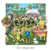 Holy Mackerel village fete countryside themed blank greeting card - designed by artist Erica Sturla - 15cm square and blank inside for your own message
