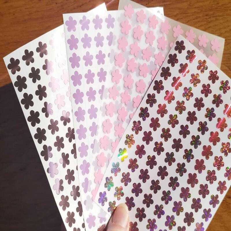 1cm Flower Stickers, 70's hippy style flower stickers - Pink