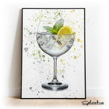 Gin & Tonic Splash Effect Art Print - A6 (Approx. 10cm x 15cm)