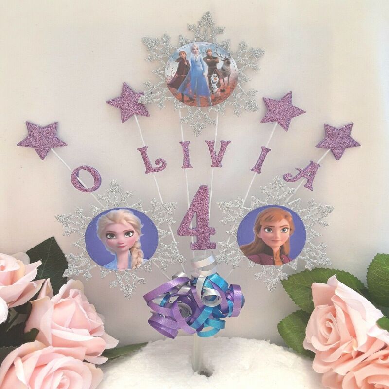 Handmade Personalised Frozen 2 Inspired Cake Topper,Frozen 2 Birthday Cake Decor - 1-6