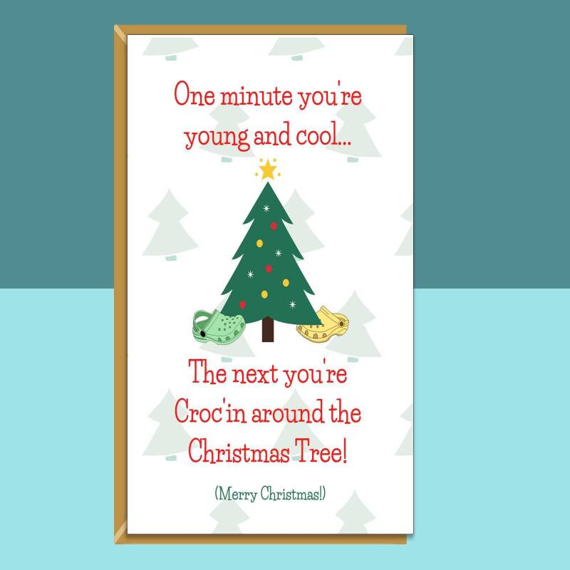Funny Christmas Card Crocs - For Him or For Her - Can be Personalised Ideal at Xmas for boyfriend, girlfriend, husband, wife, all croc fans! - Blank inside