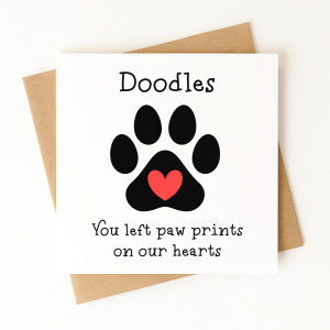 Personalised Sympathy Card - You Left Paw Prints On Our Hearts