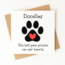 Personalised Sympathy Card - You Left Paw Prints On Our Hearts - Standard Smooth Card