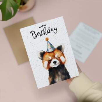 Birthday Card For Him or Her Of A Red Panda Illustration For Him or Her Birthday Gift